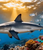 海底鲨鱼与鱼群及珊瑚景观12386#横屏 