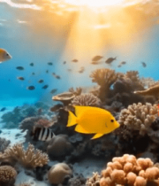 海底珊瑚礁与多彩鱼群画面15085#横屏 