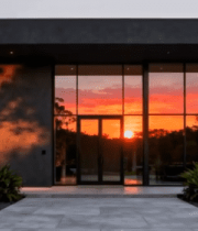 现代别墅夕阳下外观10030#横屏 