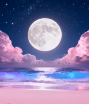 海边月光下带翅膀梦幻背景12005#横屏 