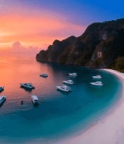 海岛海湾黄昏全景2120#横屏 