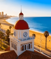 海滨城市钟楼与城市风光13554#横屏 