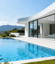 现代别墅室外泳池景观9670#横屏 