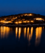 海岛夜景灯光倒影画面2529#横屏 