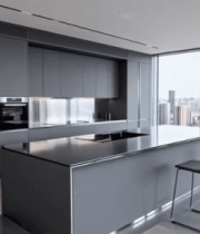 现代风格厨房大窗城市景观9232#横屏 