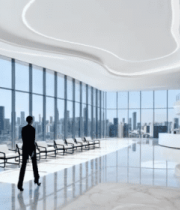 现代敞亮办公室落地窗景观3968#横屏 