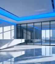 现代敞亮办公室前台场景3847#横屏 