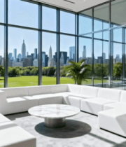 现代办公室内沙发区与城市景观5450#横屏 