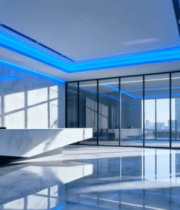 现代敞亮办公室前台场景3847#横屏 