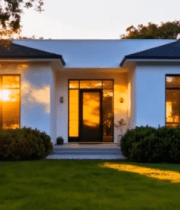 现代别墅外观黄昏景象14808#横屏 