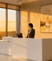 现代办公室前台工作人员画面4608#横屏 