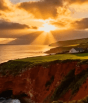 海边悬崖日落风景2163#横屏 