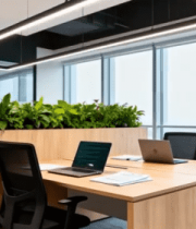 现代办公室内办公桌椅场景4889#横屏 