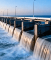 海边大坝流水景观8438#横屏 