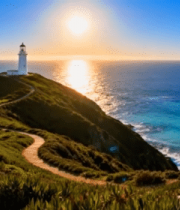 海边灯塔日落美景2205#横屏 