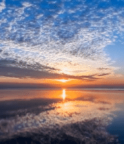 海边日出天空云层倒影景观6274#横屏 