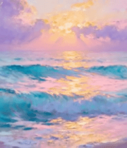 海边日出油画风格风景13401#横屏 