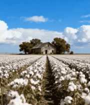 广阔棉花田与远处房屋景观11508#横屏 