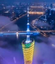 广州塔夜景航拍全景11401#横屏 