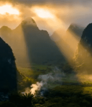桂林喀斯特地貌日出景观8912#横屏 