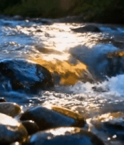 溪流中波光粼粼的流水与石头3977#横屏 