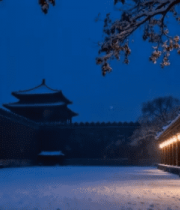 故宫雪景夜景古建筑画面10183#横屏 