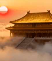 故宫古建筑云海日落景观3739#横屏 