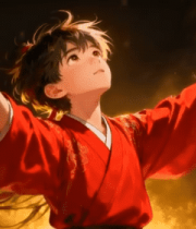 古装少年双手高举画面素材2633#横屏 