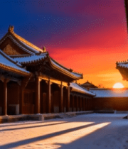 故宫雪景夕阳全景10724#横屏 