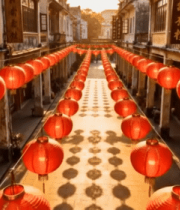 古街悬挂红灯笼场景14972#横屏 