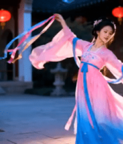 古装女子庭院中舞蹈3274#横屏 