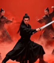 古装人物持剑武术动作画面1893#横屏 