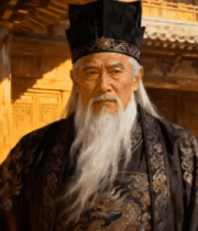 古装老者立于古建筑前8022#横屏 