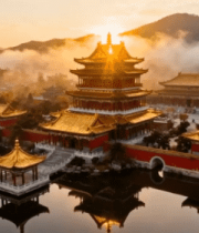 古建筑群日出全景509#横屏 