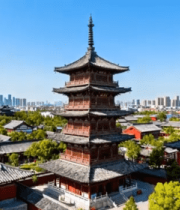 古建筑塔楼与周边建筑景观8562#横屏 