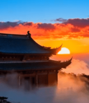 古建筑云海日落景观1552#横屏 