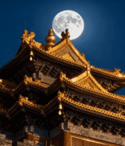 古建筑月夜景象8442#横屏 