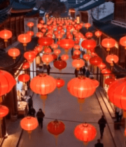 	 古街红灯笼夜景俯瞰14009#横屏 