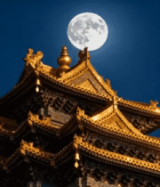 古建筑月夜景象8442#横屏 