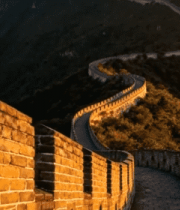 夕阳下蜿蜒的中国长城9645#横屏 