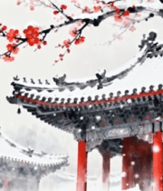 古风雪景中的中式古建筑13135#横屏 