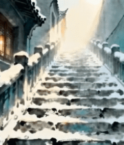 古风下雪古建筑雪景素材7741#横屏 