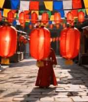 古风街道人物与灯笼场景1941#横屏 