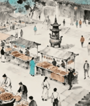 古风集市人物活动场景135#横屏 