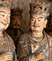 古代彩色人物塑像特写8236#横屏 