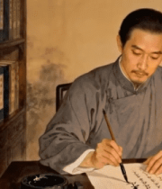 古代文人持毛笔书写场景12602#横屏 