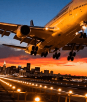 夕阳下客机起飞场景8947#横屏 