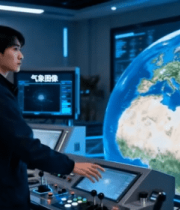 工作人员操作气象数据设备8686#横屏 