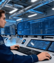 工作人员操作监控室设备11783#横屏 