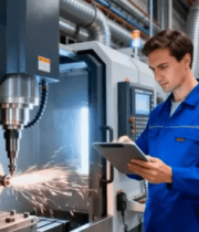 工人于工厂操作数控机床2293#横屏 